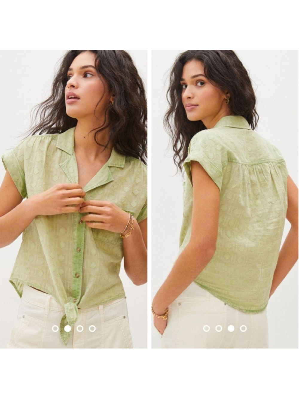 Anthro Pilcro The Cammie Surf shirt tie front pastel green women's size medium M